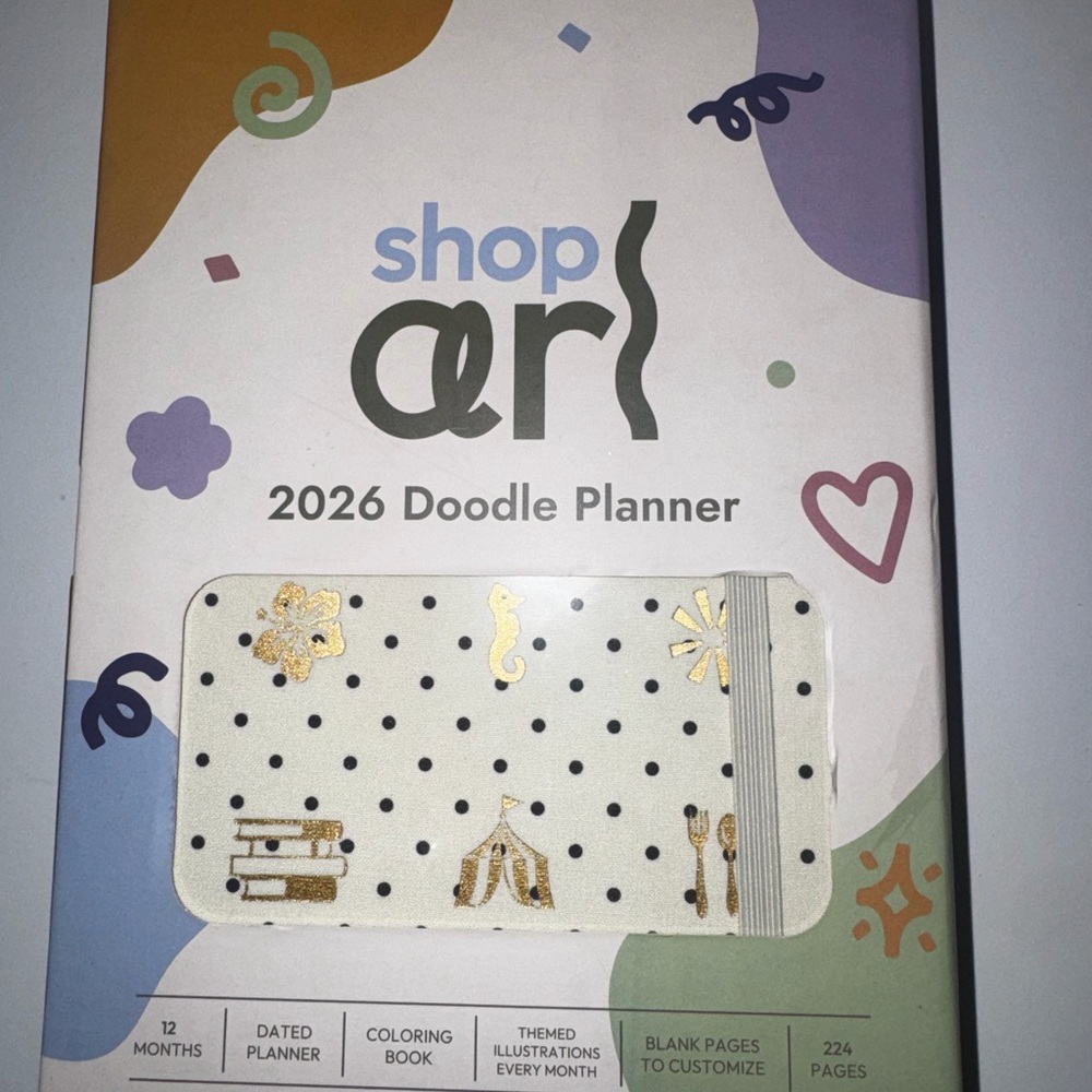 2026 Shop Arl Doodle Planner - White with Gold Accents